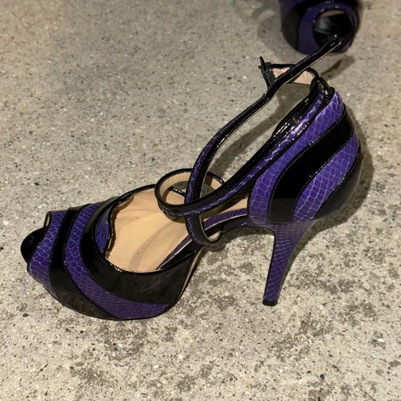 L.A.M.B by Gwen Stefani purple and black snake skin heels 
Great condition! - Picture 7 of 16